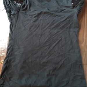Black short sleeve with sequin detail on sleeves